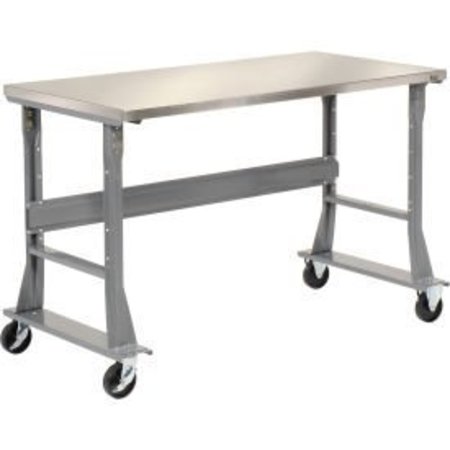 GLOBAL EQUIPMENT 48 x 30 Mobile Fixed Height C-Channel Flared Leg Workbench - Stainless Steel 239121A